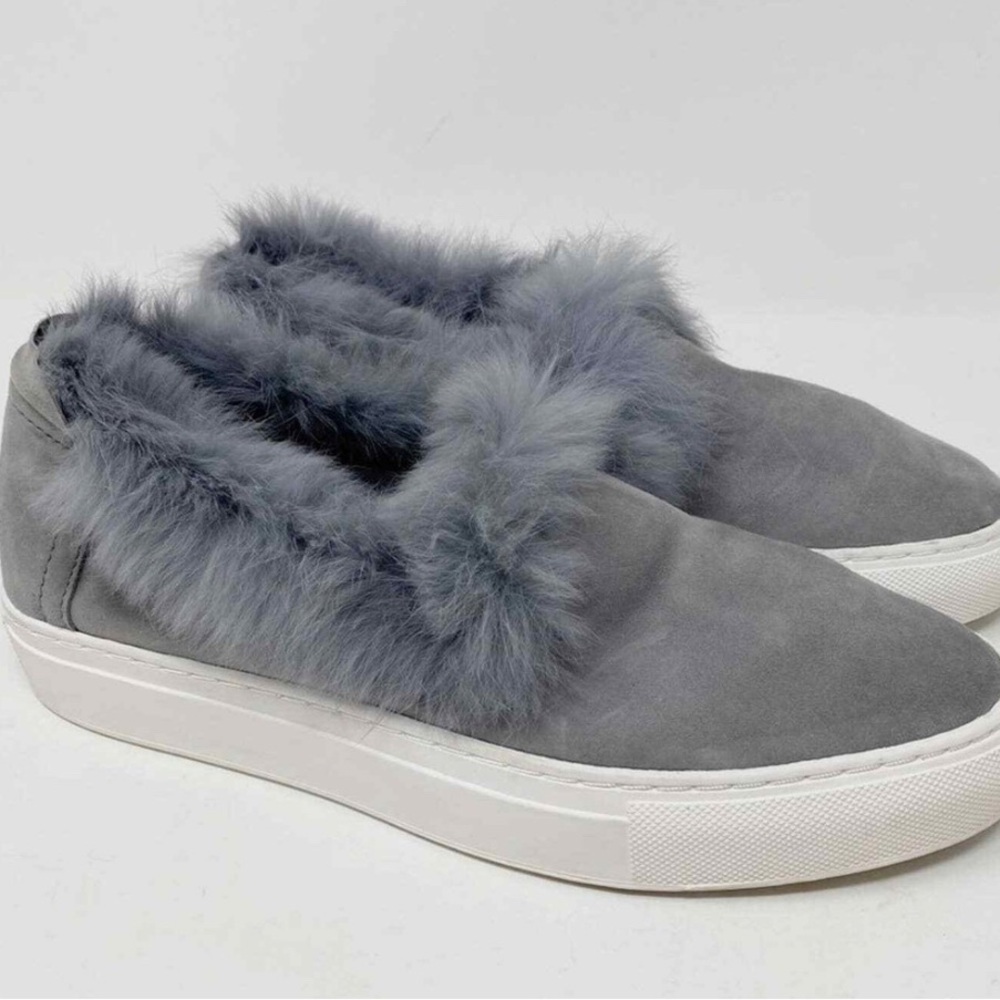 Rachel Zoe Gray Fur-Trimmed Sneakers